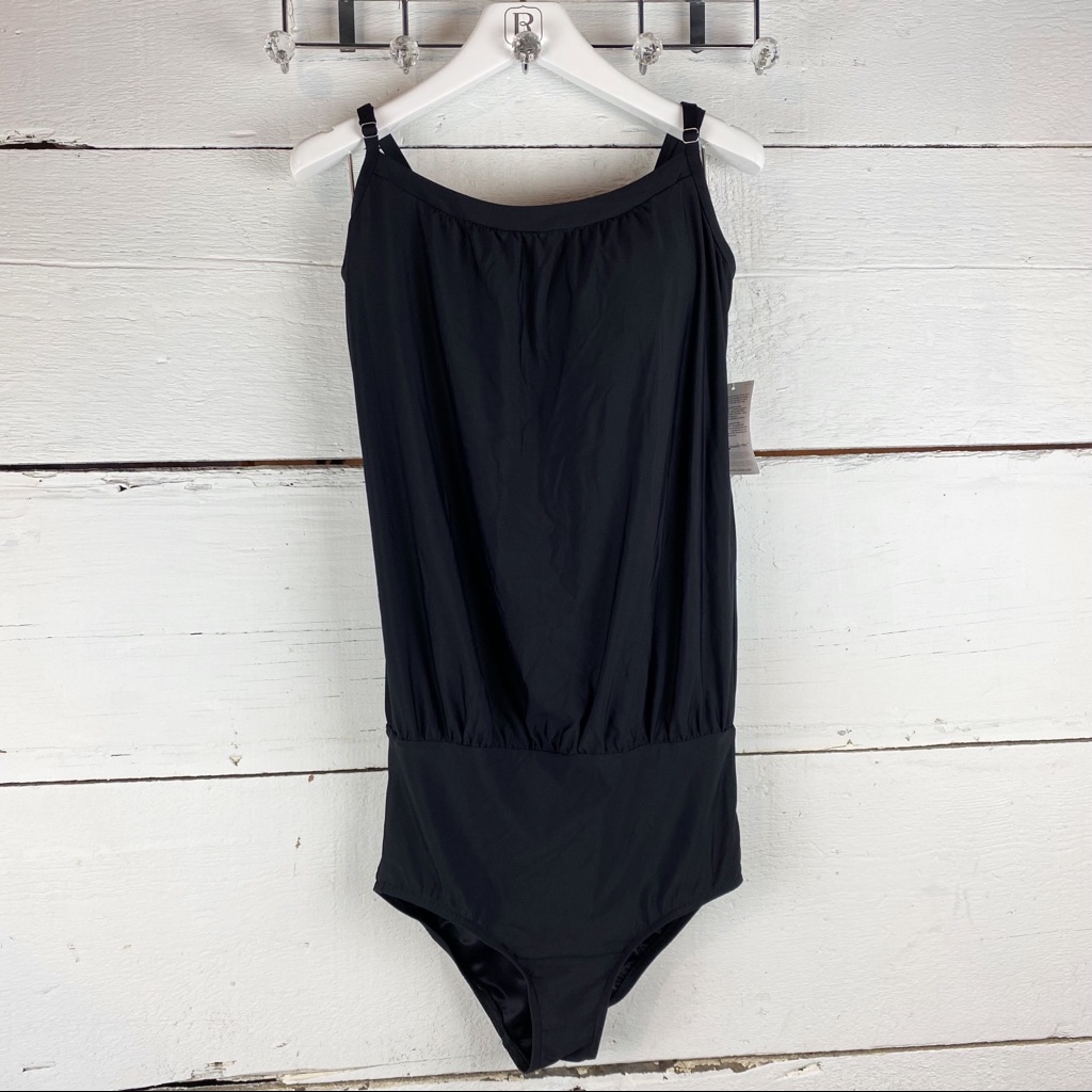 Lands End One Piece Swimsuit Black